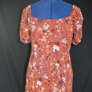 Women's Live To Be Spoiled Size S Rust Floral Short Sleeve Dress